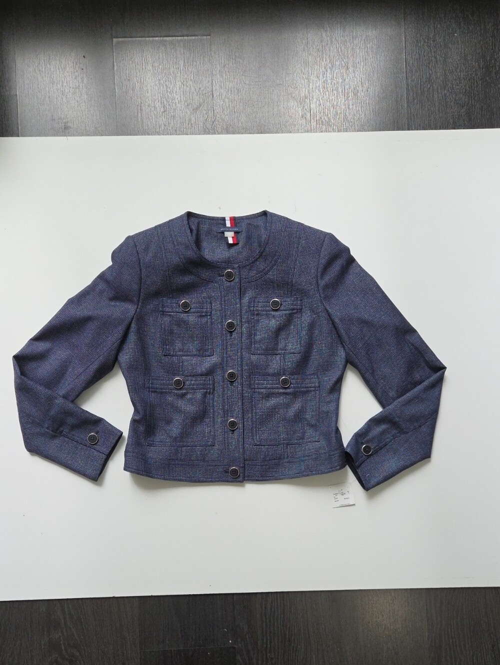 Tommy Hilfiger Dark Navy Textured Cropped Jacket